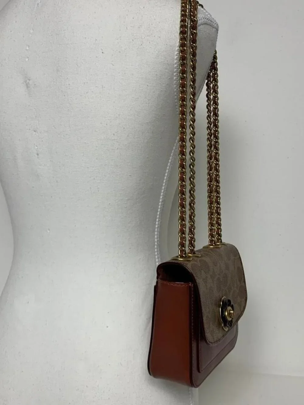 Coach brown and tan leather crossbody